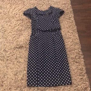 Navy Blue and white polka dot dress